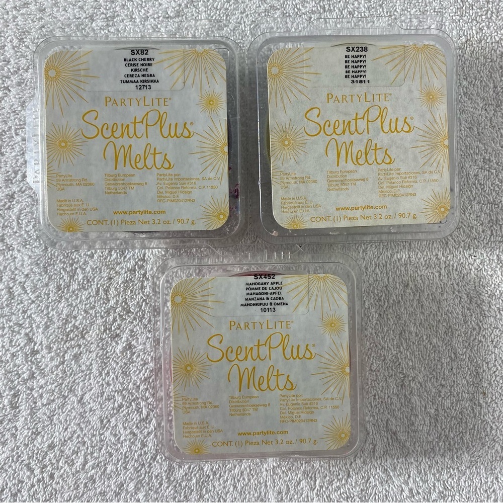 5/$35 PartyLite ScentPlus Wax Melts Black Cherry Mahogany Apple Be Happy!